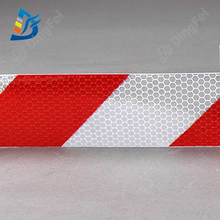 Red White PVC Candy Stripe Reflective Tape - 